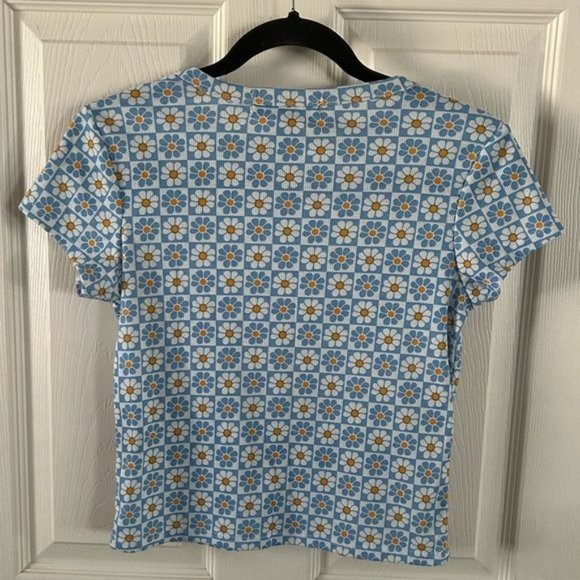 Faded Rose Retro Daisy Crop Top, Sz Large - Picture 8 of 12